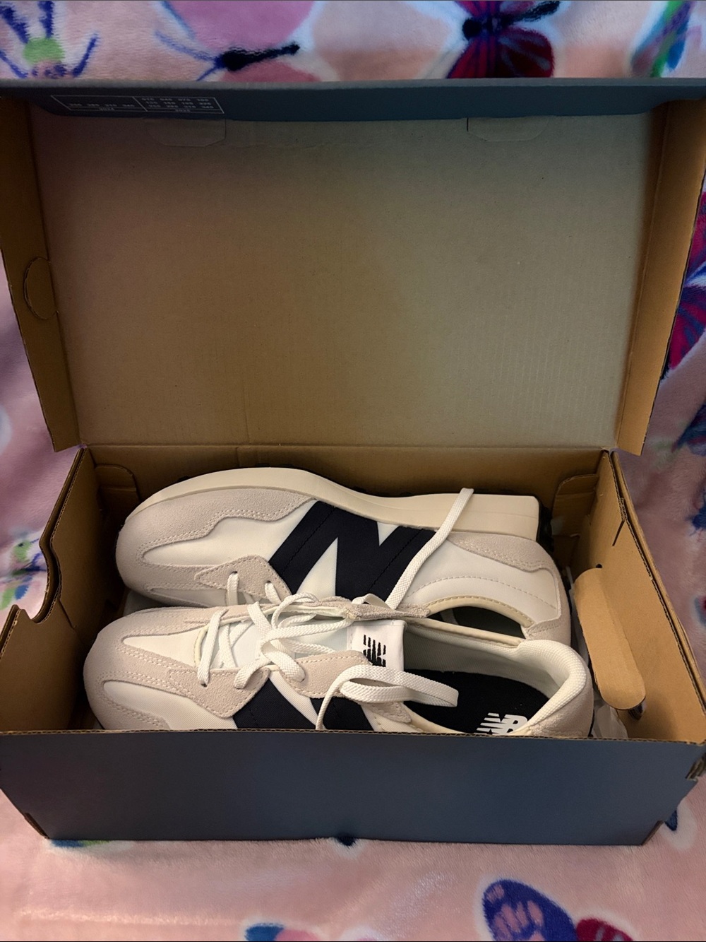 New Balance White and Black Retro Runner Sneakers